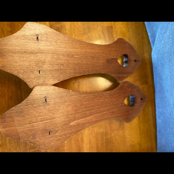 Pair of wood heart wall scones candlestick holders - Picture 3 of 8